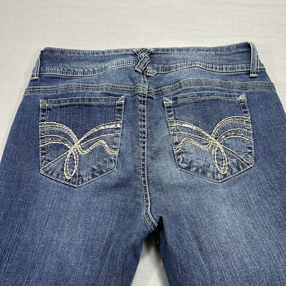 Wallflower Jeans Womens 11‎ Blue Denim Skinny Distressed Cowgirl Western 32x28 - Picture 4 of 12